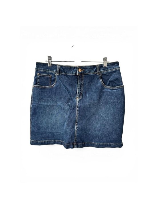 Faded Glory Dresses & Skirts - Denim Med Wash Cotton Jean Skirt High Rise Sz 14 Length 18” Classic Streetwear